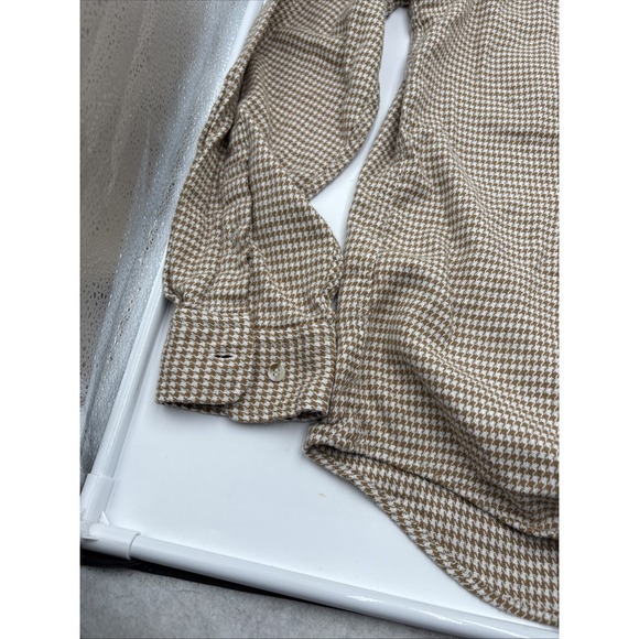 Banana Republic Untucked Fit Mens Long Sleeve Shirt Brown Houndstooth Size XL - Picture 10 of 12